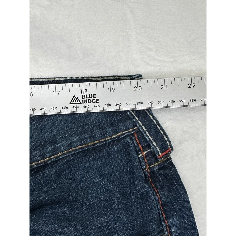 True Religion Men's 40 Blue Super T Flap Jeans Mb3 Thick Stitch Semetary Keef